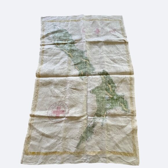 Vtg Linen Tea Towel Map New Zealand Red Cross Made In Ireland Large - Picture 7 of 7